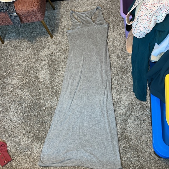 See You Monday Grey Racerback Bodycon Knit Maxi Dress SIZE MEDIUM - Picture 2 of 7